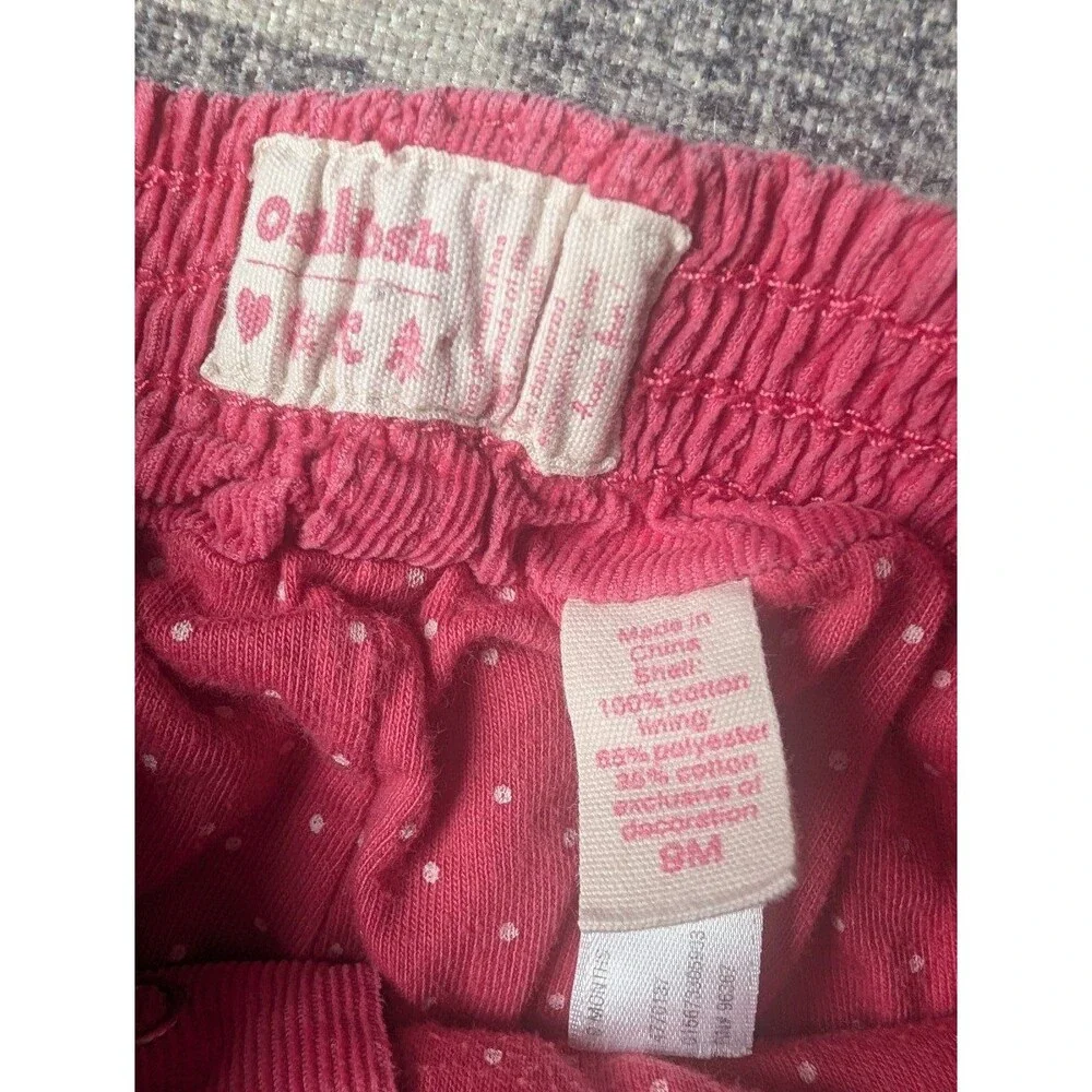 Vintage Oshkosh Pink Corduroy Lined Pants Embroidered Heart Pockets 9m